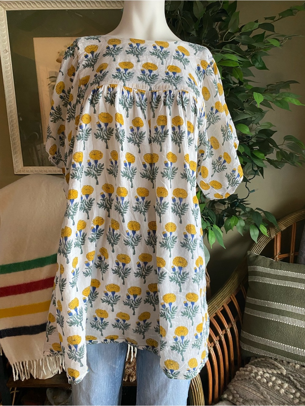 Emerson Fry 100 % Cotton India Collection Hand Stamped